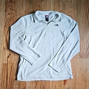 THE NORTH FACE Light Taupe Long Sleeve Quarter Zip Fleece, Size Large